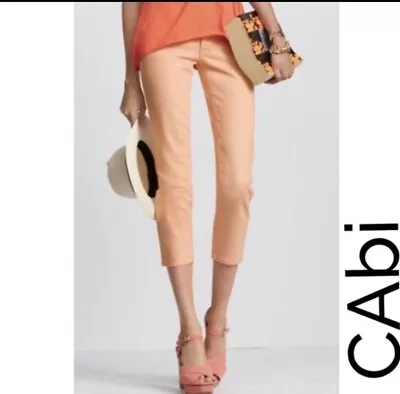  CAbi Bree Creamsicle Peach Crop Capri Stretch Denim Jeans Size 6 #329 EUC • $12.80