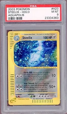 PSA 9 Mint Steelix Holo H23/H32 Pokemon Aquapolis 2003 English Graded • $200