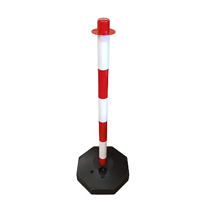 £16.49 • Buy RED + WHITE PLASTIC SAFETY BARRIER POST With BASE Security Crowd Control (WP830)