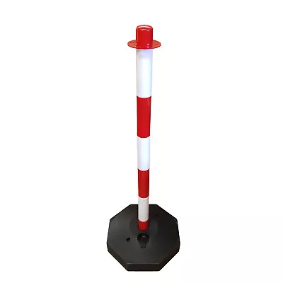 RED + WHITE PLASTIC SAFETY BARRIER POST With BASE Security Crowd Control (WP830) • £16.49