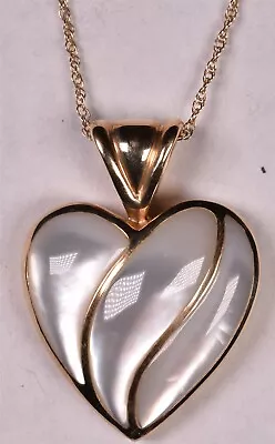 14k Kabana Heart Necklace 18  Chain MOP  • $475