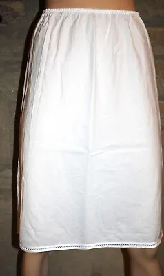 M&s White Cotton Waist Slip With Lace Trim Size 10 Nwot • £5.05