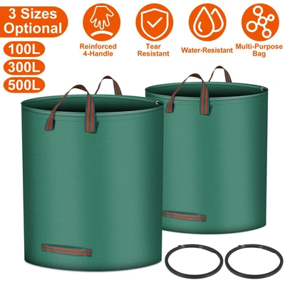 £10.84 • Buy 2Pcs Garden Waste Bags Heavy Duty Large Refuse Storage Sacks W/ Handles 100-500L