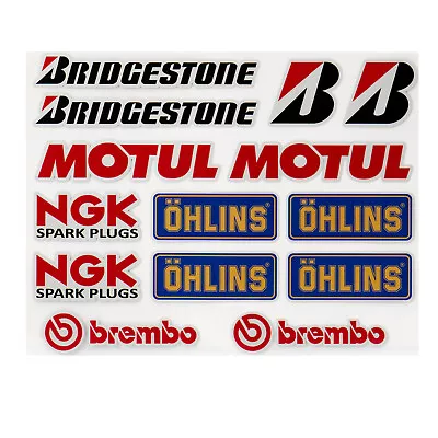 Bridgestone Sponsor Decals Set Motul Ohlins NGK Laminated Stickers Suzuki Honda • $11