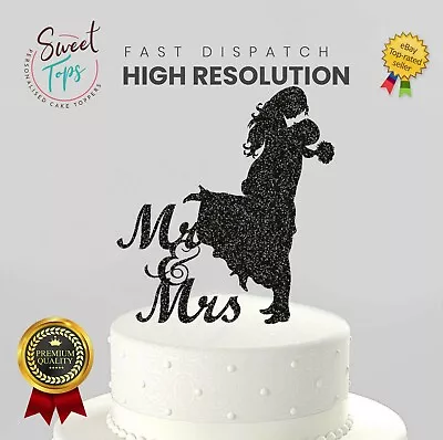 Mr & Mrs Black Glitter Stand-up Cake Topper  • £4.99
