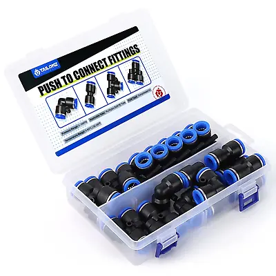 3/8 Inch Od Push To Connect Fittings Kit Quick Release Pneumatic Air Line 20 Pcs • $20.65