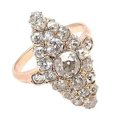 1930s Antique Vintage Estate 18k Rose Gold Old Miner Cut Diamond 3.80ctw Ring • $7500