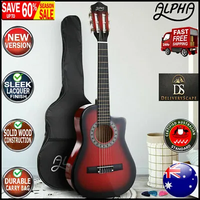 $48.09 • Buy RED Wood 34  Inch Half Size Wooden Acoustic Kids Classical Cutaway Guitar Kids