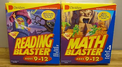 1997 Davidson MATH BLASTER & READING BLASTER For Ages 9-12 NEW Sealed Win95 Mac • $49.99