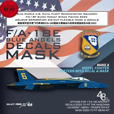 D48039 1/48 F/A-18E Blue Angels Color Separation Mask & Decals For Meng LS-012 • $24