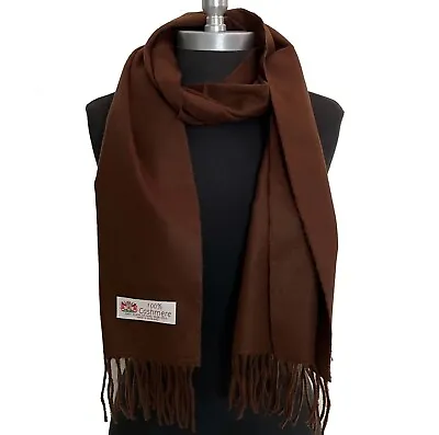 Men's WINTER 100% CASHMERE SCARF SOLID Dark Brown Made In England Soft Wool Wrap • $10.50