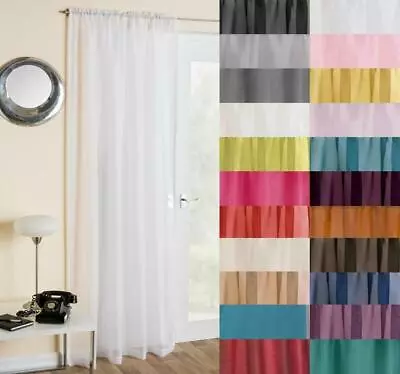 £6.44 • Buy Single Slot Top Rod Pocket Plain Voile Curtain Panel Window Panel FREE POST