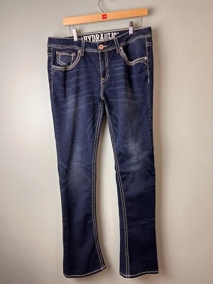$14.99 • Buy Hydraulic Womens Lola Curvy Micro Bootcut Jeans Blue Stretch Embroidered 17/18