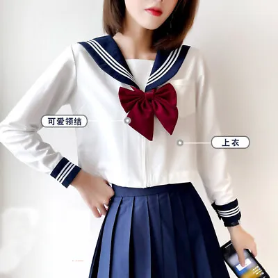 Japanese Girls Womens JK Uniform Sailor Suits Bowknot Tops Blouses Cosplay Shirt • $45.33