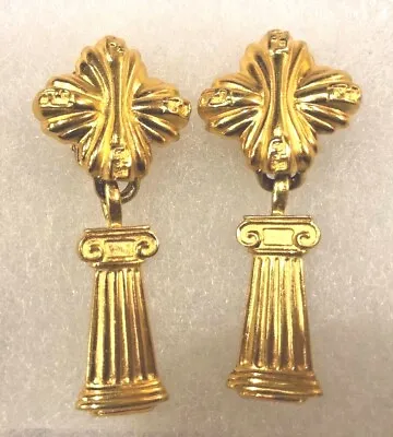 100% Authentic Vintage Fendi Gold Plated Dangle Clip Earrings • $499