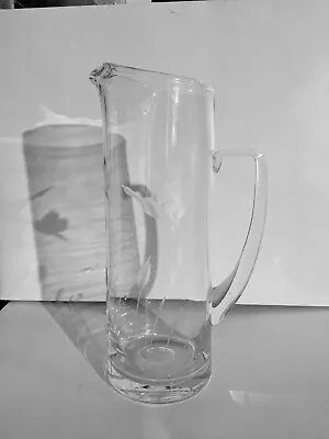 Vitage MCM 11” Glass Etched Flying Geese Martini Cocktail Pitcher Unique Handle  • $18.99