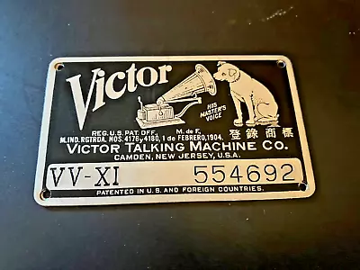 Original Victor Victrola VV-XI Phonograph Metal ID Tag • $12.50