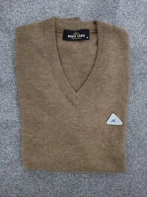 Monte Carlo Mens V-Neck Sleeveless Sweater | Lamb Wool | Brown | Wool Rich Blend • £13.99