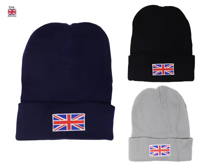 Union Jack Beanie Hat Mens Womens Great British Flag  Cuffed UK Beanie • £7.99