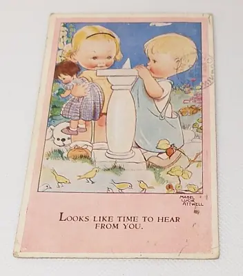 Mabel Lucy Attwell Vintage Postcard Looks Like Time To Hear From You VALENTINES • £17.35