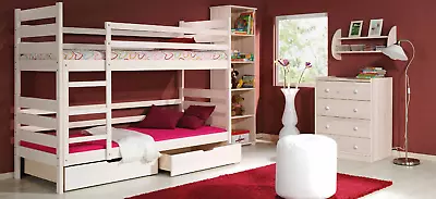 £1108.23 • Buy Double Bed Bunk Loft Real Wood Children's And Youth Room New White Colour Girls