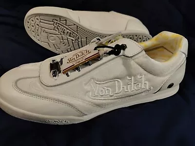 Von Dutch Vanderdutch Mens Size 10.5 White Shoes - Yellow Trim - NWT - MRJ61 • $65.95
