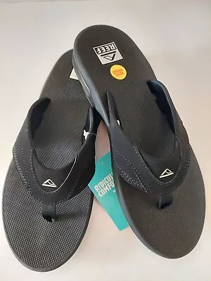 Reef Fanning BLACK  SILVER Mens Thongs Flip Flops Bottle Opener SIze 8 To 15 • $99.99