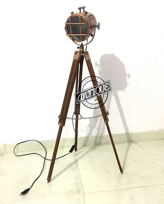 Bedroom House Searchlight Floor Lamp Stand With Tripod LED Copper Vintage Focus • $80