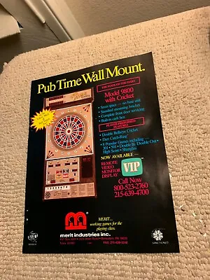 11- 8 1/4” Pub Time Wall Mount Dart Board Merit 1988 Arcade Game AD FLYER • $5.49