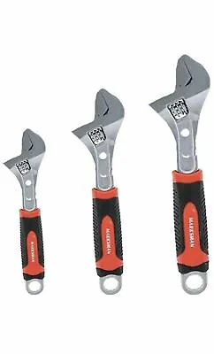 £13.99 • Buy 3pc Adjustable Spanner Pipe Wrench Set 6  8  10  150mm 200mm 250mm Comfort Grip