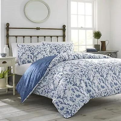 Laura Ashley Home Elise Duvet Cover Set King Medium Blue • $157.80