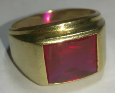 Solid 10k Gold Mens Lab-created Ruby Ring 8.46 Grams - Sz 10.75-11 • $375