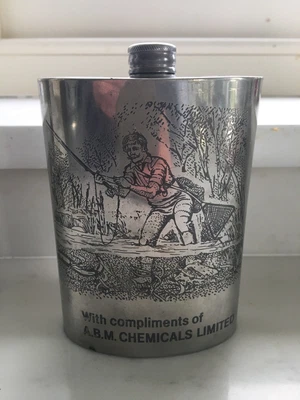 £30 • Buy Vintage Pewter Hip Flask ABM Chemicals Company, Pewter Mastercraft Sheffield