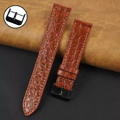 Thin Brown Alligator Leather Watch Band Skin Crocodile Watch Strap Men Classic • $21.99