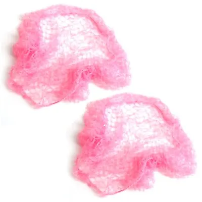 2 X PINK SLUMBER NETS Hair Bun Cover Sleep Catering Dance Elastic Stretch Snood • £3.78