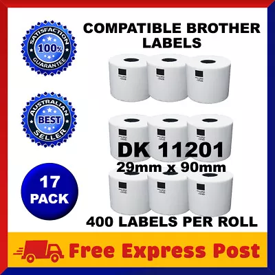 17 Rolls Compatible Brother DK11201 400 Address Labels 29x90mm QL570/700/1050 • $79.95