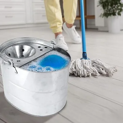 Heavy Duty Metal Mop Bucket Galvanised Strong 16 Litre Capacity For Cleaning New • £11.95