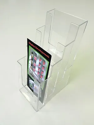 Counter Top Brochure / Leaflet Holder / Rack 4 X Trifold Pockets (1/3rd A4) • £24.95