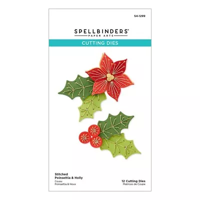 £16.35 • Buy Spellbinders Stitched Poinsettia Holly Berry 12 Pc Die Set Christmas Card Making
