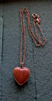  WOOD HEART  Necklace - Sarah Coventry Jewelry - Vintage • $9.99
