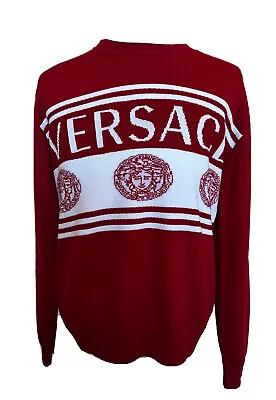 NWT $950 Versace Medusa Logo Wool Knit Sweater Red 48 (Medium) Italy 1002719 • $530.99