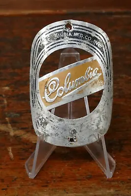 Vintage Antique Original COLUMBIA Bicycle Aluminum Head Badge Emblem Tag • $19.95