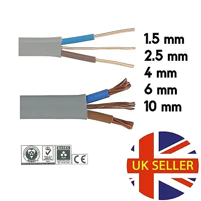 1 - 1.5 - 2.5 - 6 - 10mm 6242yh Twin And Earth Grey Electrical Cable Wire Lights • £8.99
