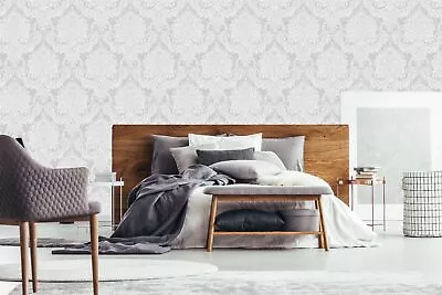 Boutique Dove Grey Vogue Textured Damask Wallpaper (Was £24) • £6