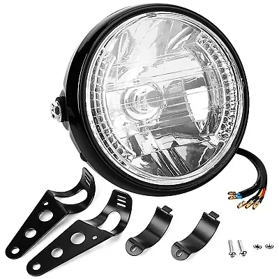 Universal 7  Motorcycle Headlight Amber LED Turn Signal Indicators W / Bracket • $27.99