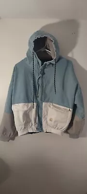 Zaful Corduroy Women's Jacket Bluegreen Gray And White Size XL Hooded • £17.35