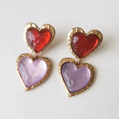 $10.99 • Buy 66mm Zara Heart Huge Drop Earrings Statement Gift Vintage Women Party Jewelry