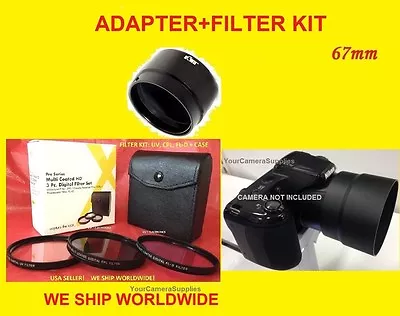 LENS ADAPTER To CAMERA NIKON COOLPIX L340 L 340 + FILTER KIT UV CPL FL-D 67mm • $37.71