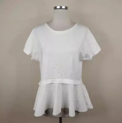 ZARA White Peplum Top Tee Shirt Small Womens Hi Low Short Sleeve • $11.99