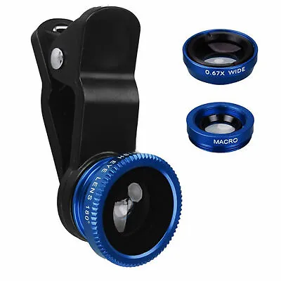 3 In 1 Fish Eye Wide Angle Macro Clip On Camera Lens Zoom For IPhone 7 8 X XR XS • £4.50